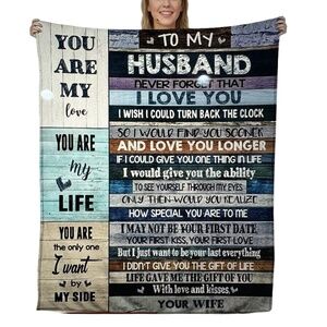 Husband Throw Blanket Gift, Father's Day, Anniversary, Birthday For Him Sz 60x50